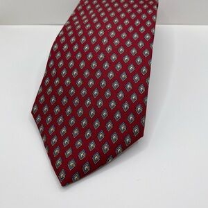 Vintage Christian Dior Men's Silk Tie - Burgundy Diamond Design - Made In Italy